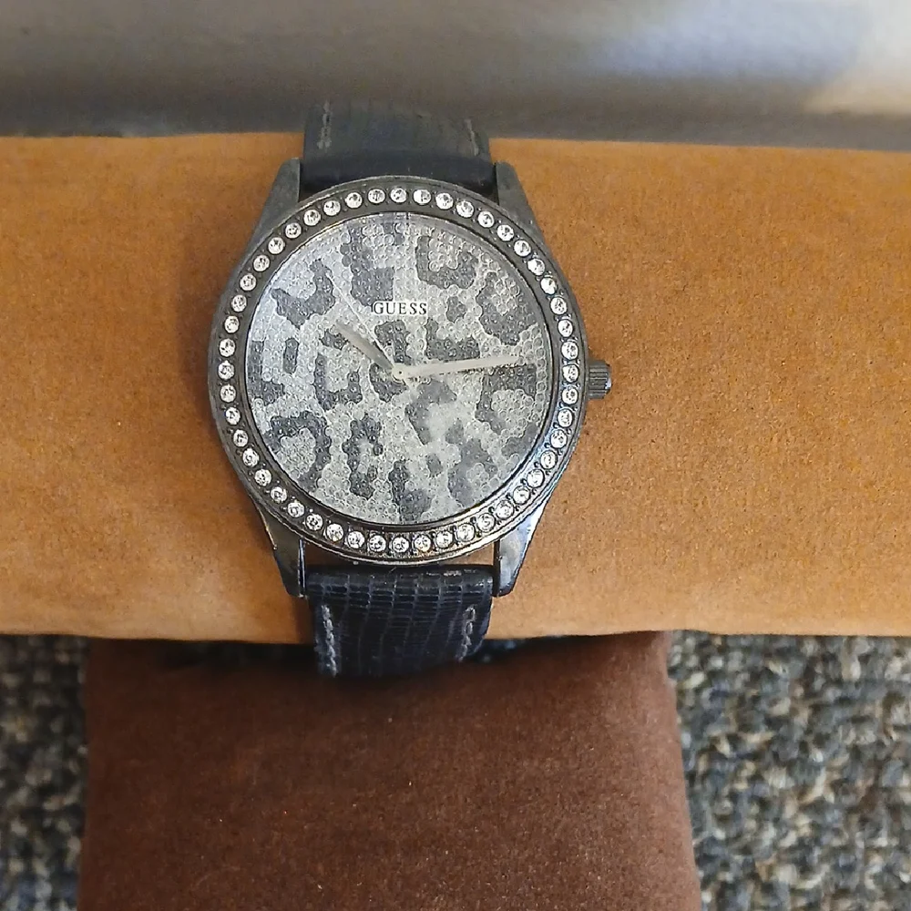 Guess Leopard Print Watch with Rhinestones